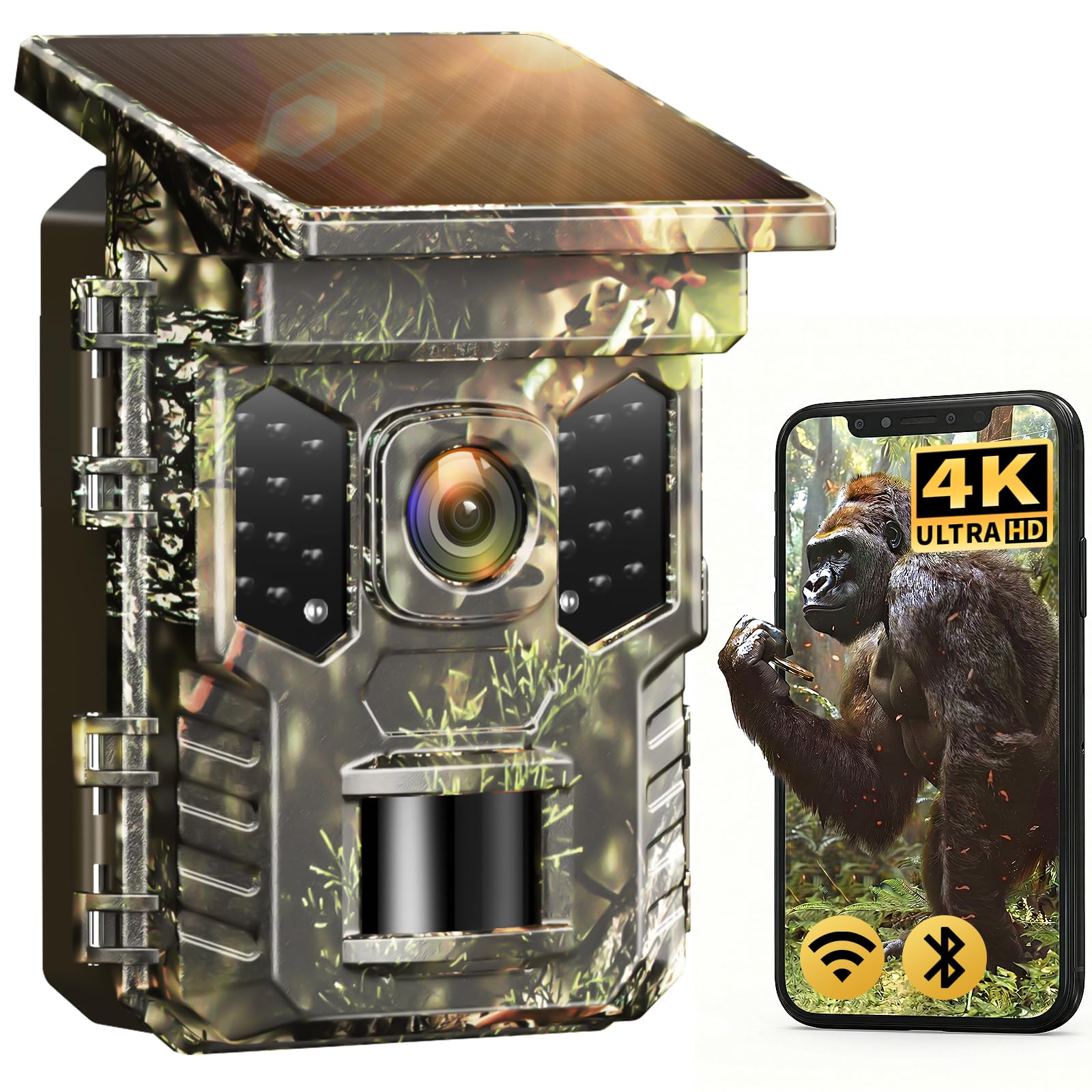 高性能：Solar WiFi Trail Camera 4K動画 トレイルカメラ Amazon.com: XTU 4K Solar Trail Camera WiFi Bluetooth, Night Vision